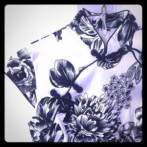 Traditional Cheongsam Short Chinese Blu/Wht Dress